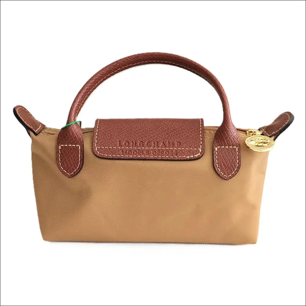 Longchamp Le Pliage Original Pochette Gul i nylon med handtag Sand / Mini single pack Design handväska