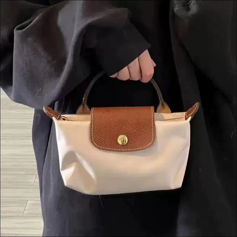 Longchamp Le Pliage Original Pochette Paper White med handtag / Mini single pack Design handväska