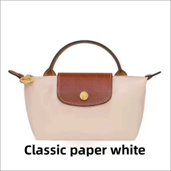 Longchamp Le Pliage Original Pochette Paper White med handtag / Mini single pack Design handväska