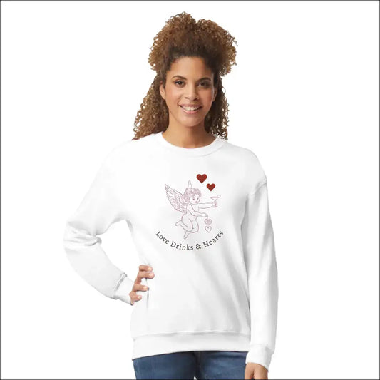 Love Drinks & Hearts Sweatshirt – Mysiga romantiska vibbar för alla - S
