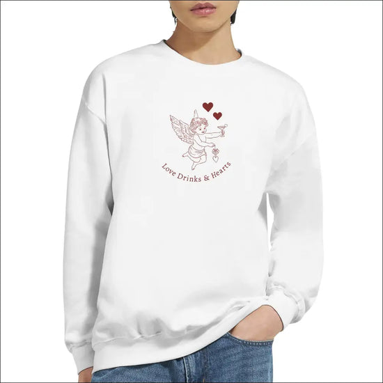 Love Drinks & Hearts Sweatshirt – Mysigt romantisk stämning för alla - Print Material