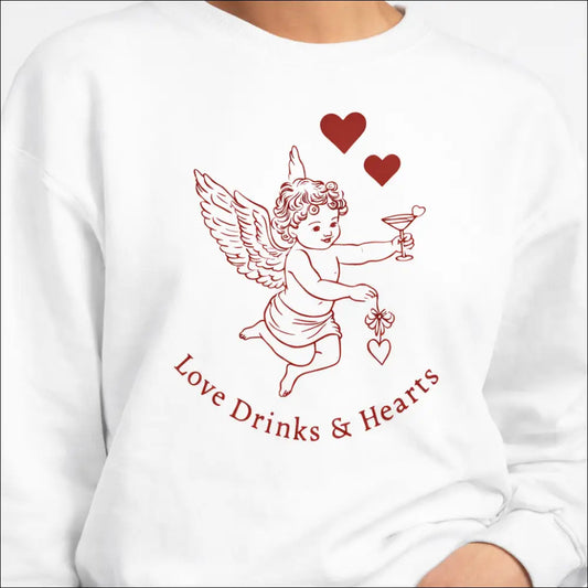 Love Drinks & Hearts Sweatshirt – Mysigt romantisk stämning för alla - Print Material