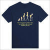 Marinblå T-shirt med evolution och gammal gubbe grafik - Print Material