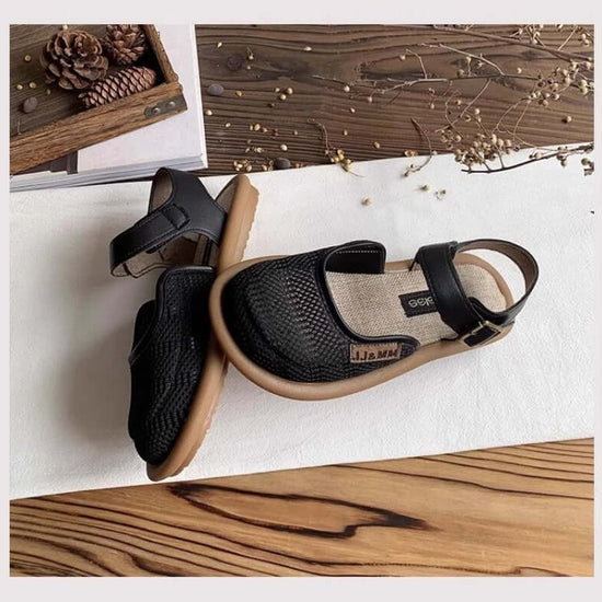 Meshsandaler med rund form och linne-look för dam - Dam sandaler