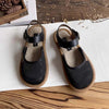 Meshsandaler med rund form och linne-look för dam - Svart / 36 - Dam sandaler