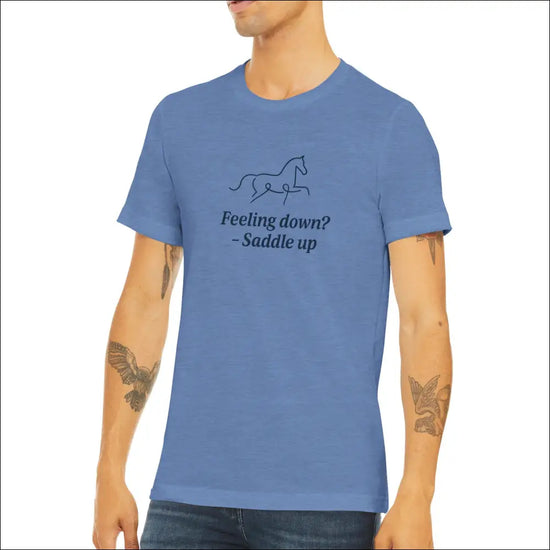 Minimalist Ryttar Tee – Unisex Sval Triblend Mix - Blue / S - Print Material