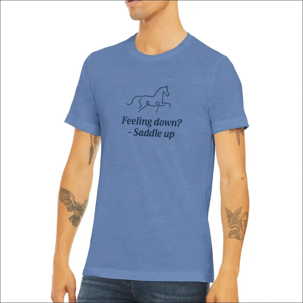 Minimalist Ryttar Tee – Unisex Sval Triblend Mix - Blue / S - Print Material