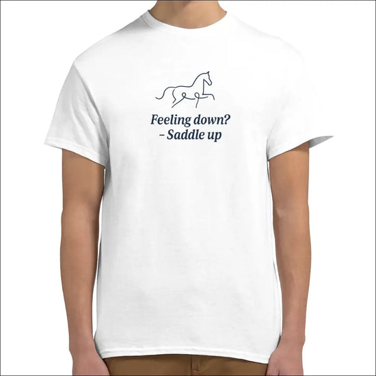 Minimalistisk Häst T‑shirt – Unisex Ryttartee (Gildan 2000) - S / Vit - Print Material