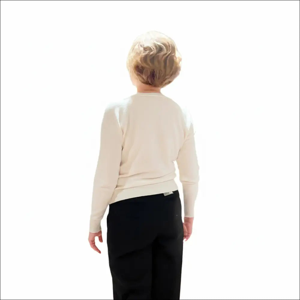 Mjuk V‑neck Cardigan – figurnära passform - Vit / One Size