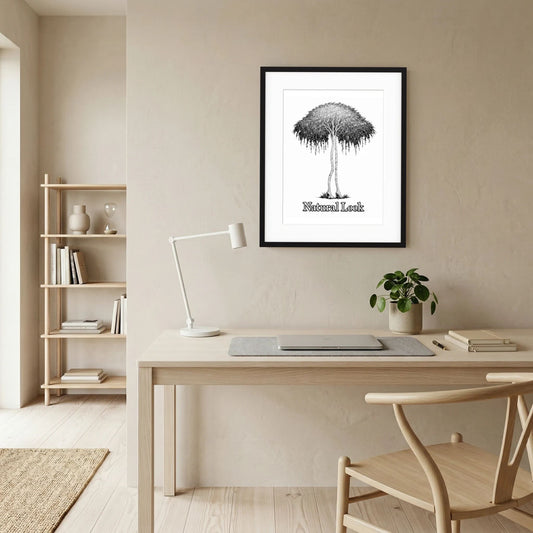 Birch Trees Drawing – Surreal Black & White Art Print