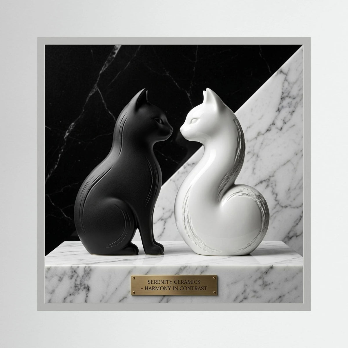 Duality – Black & White Ceramic Cats