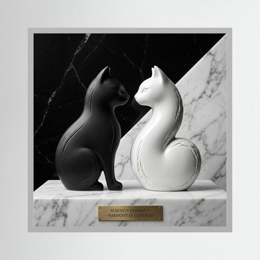 Duality – Black & White Ceramic Cats