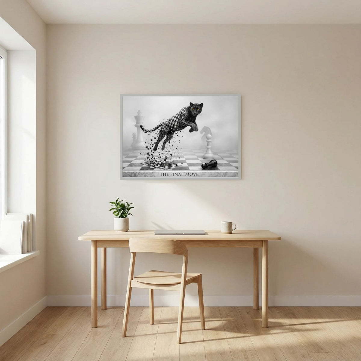 Chess Game – Black & White Cheetah Minimalist Poster
