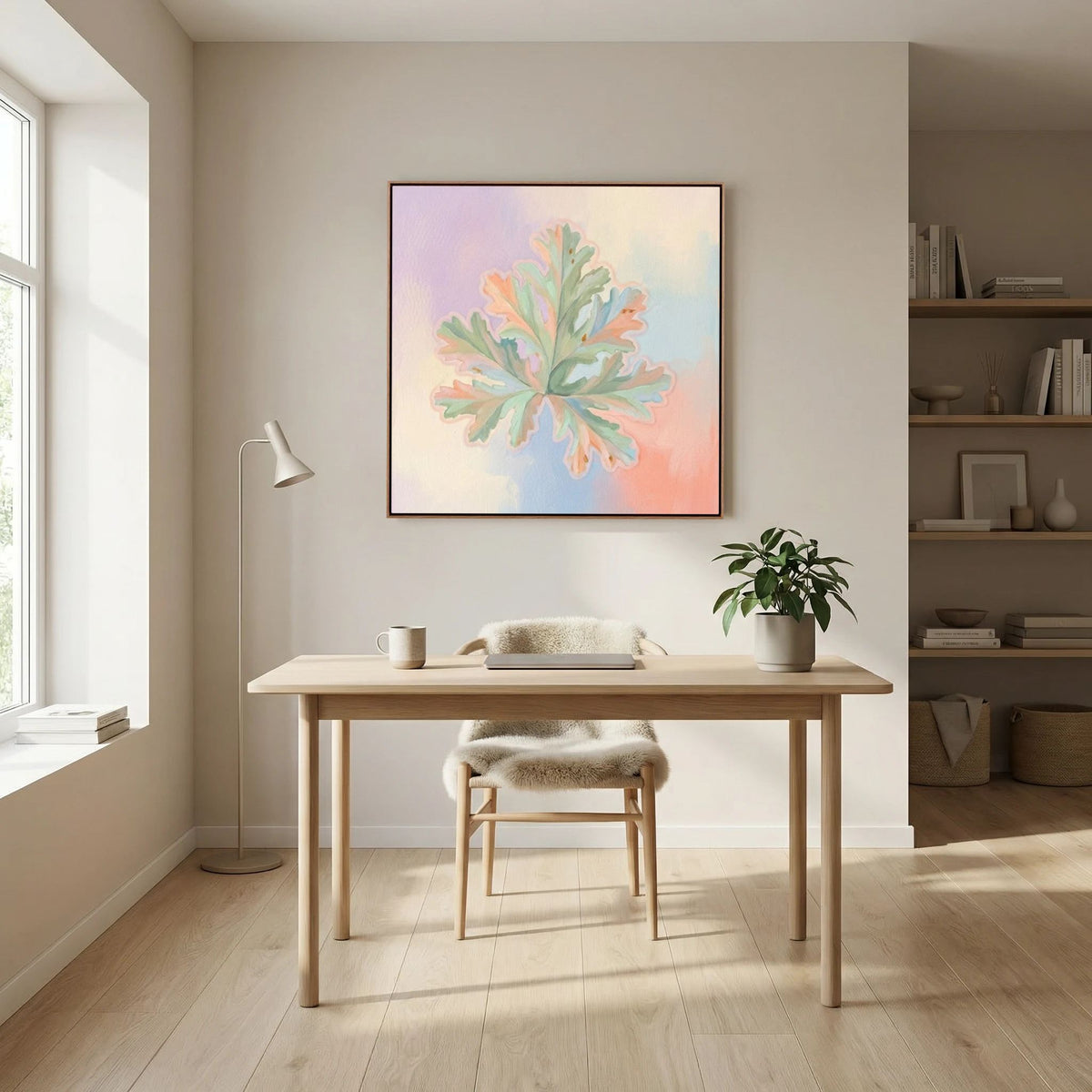 Pastel Leaf Canvas – Light Art Print