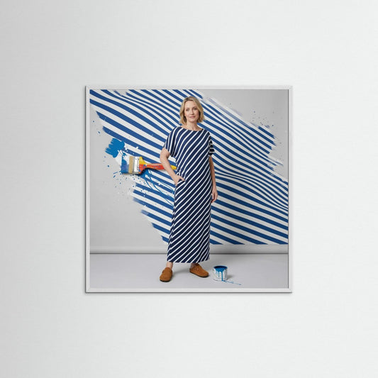 Blue Stripes Illusion – Modern Minimalist Wall Art