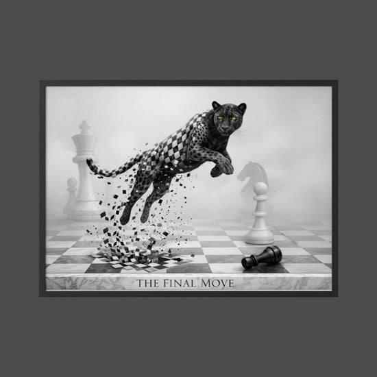 Chess Game – Black & White Cheetah Minimalist Poster