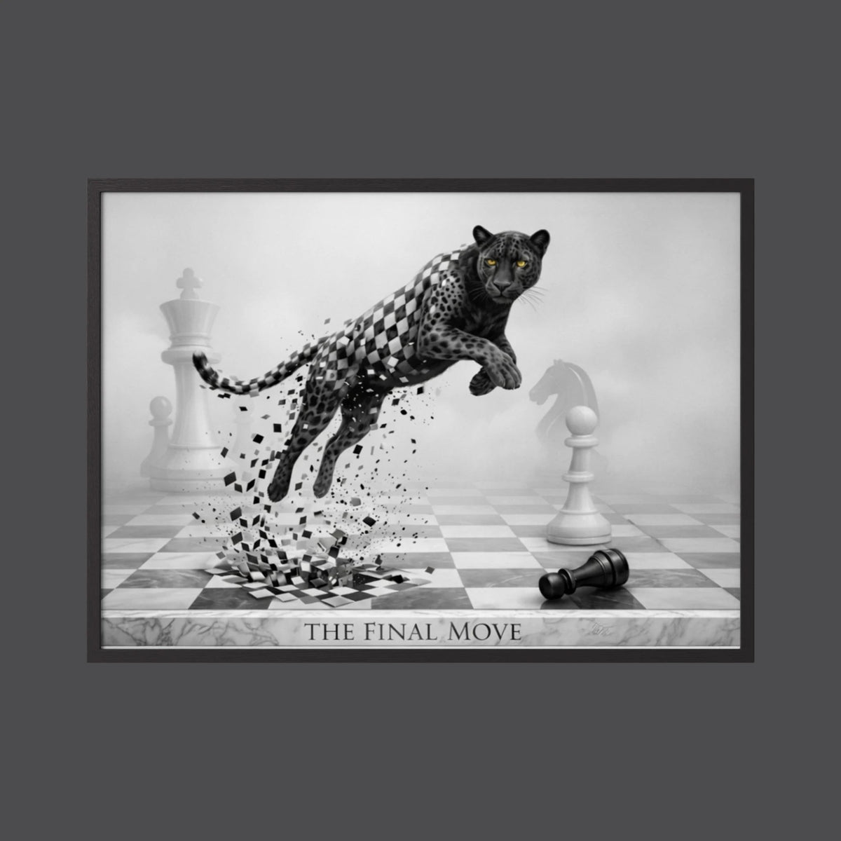 Chess Game – Black & White Cheetah Minimalist Poster
