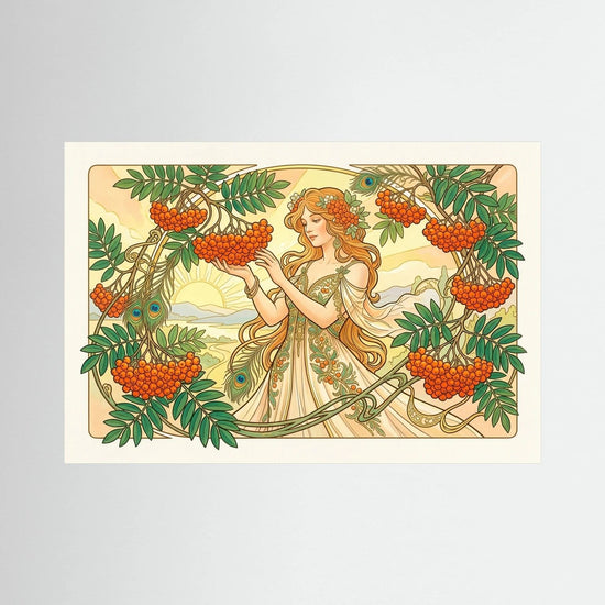 Harvesting Rowan Berries – Art Nouveau Canvas