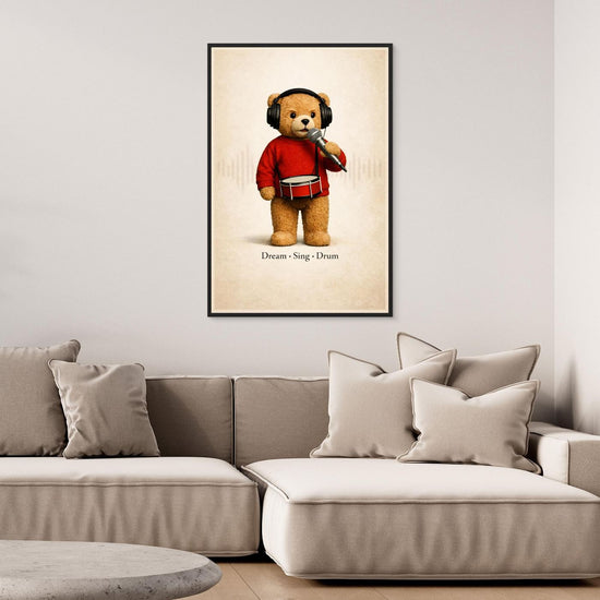 Teddy Music – Kids Canvas Print | Playroom Decor