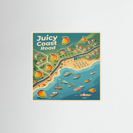 Coastal Retro Map Art – Coastroad Poster