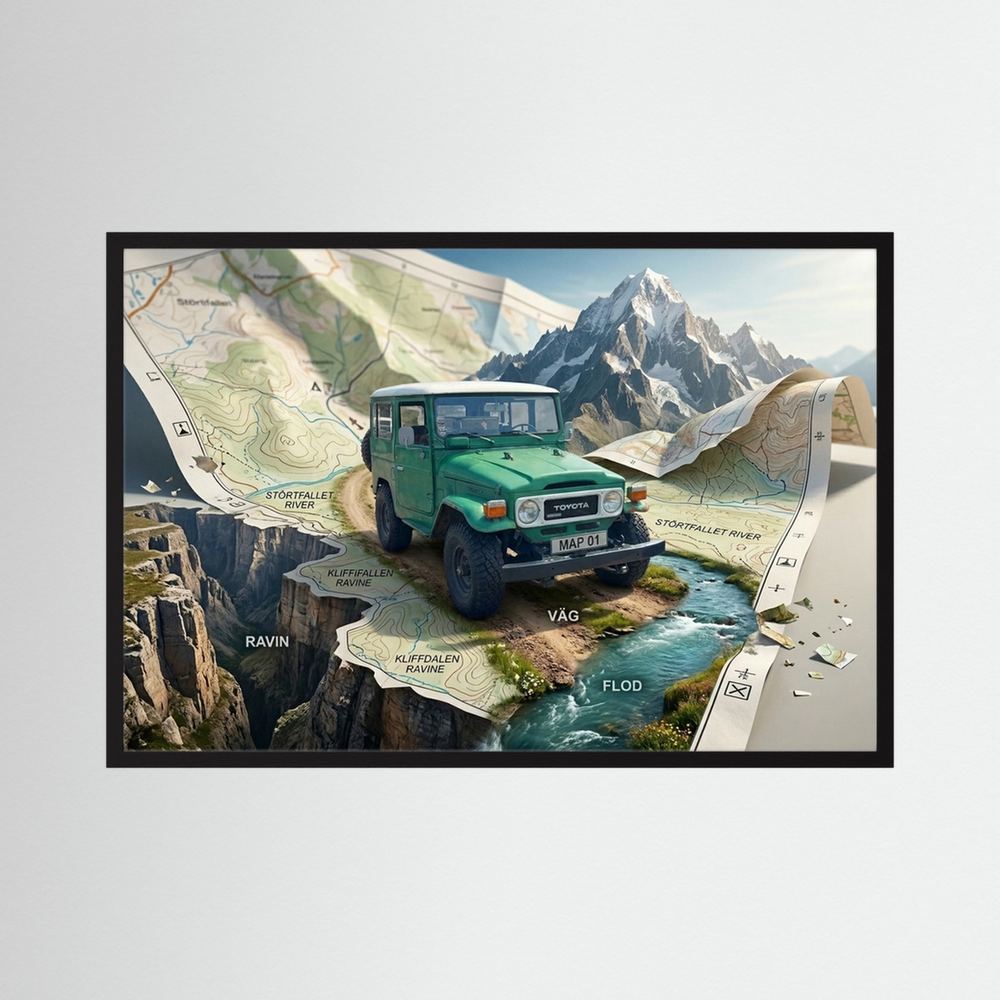 Off Road Car Retro Poster -  MAP 01 River