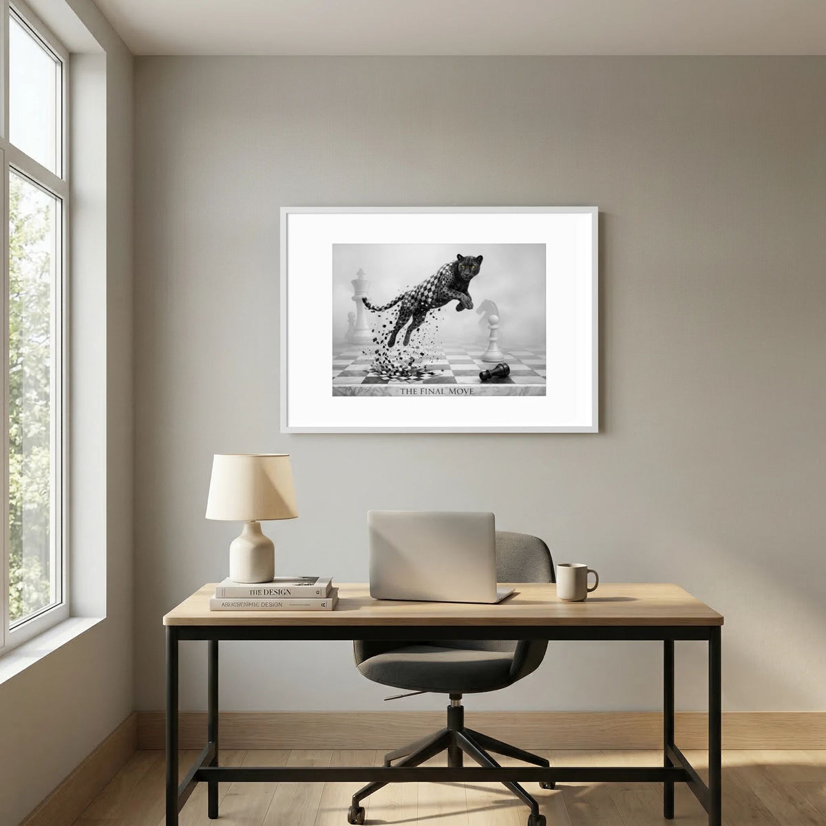 Chess Game – Black & White Cheetah Minimalist Poster