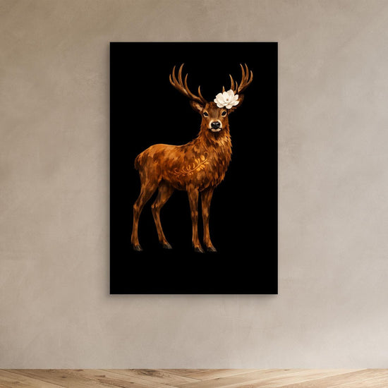 Regal Stag with Floral Crown Canvas