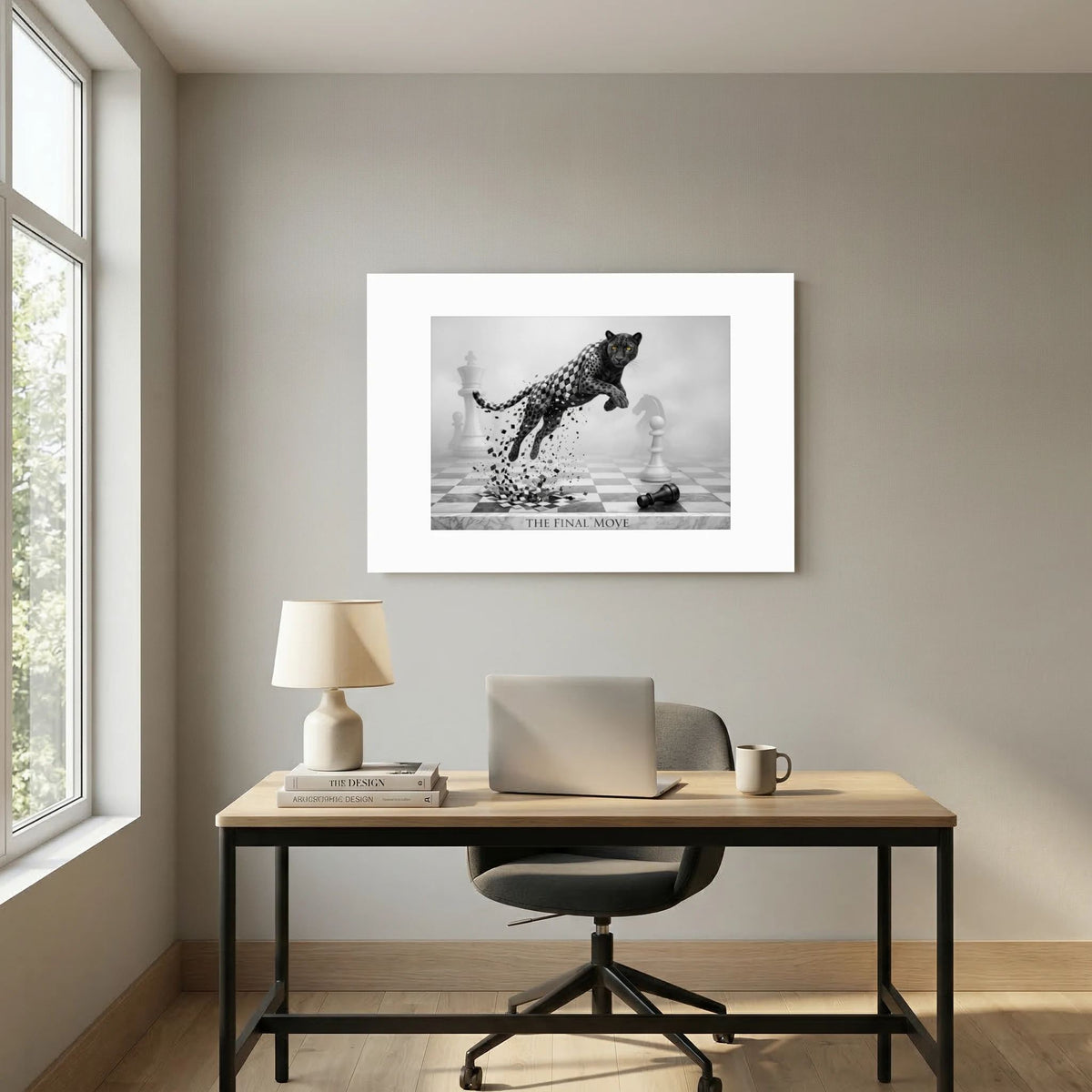 Chess Game – Black & White Cheetah Minimalist Poster