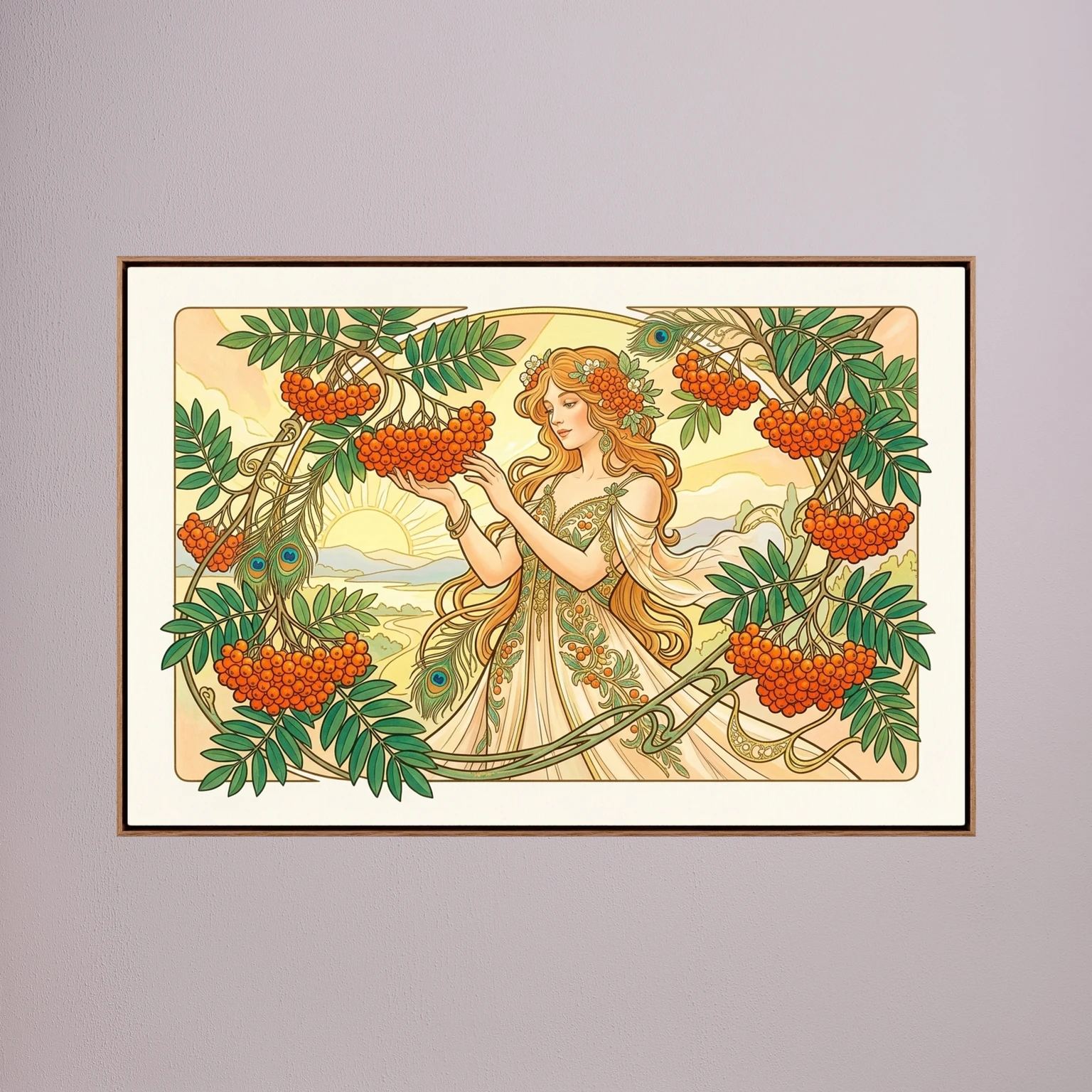 Harvesting Rowan Berries – Art Nouveau Canvas