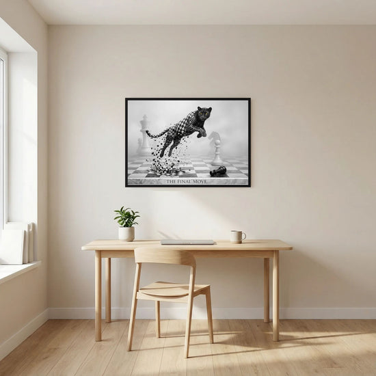 Chess Game – Black & White Cheetah Minimalist Poster