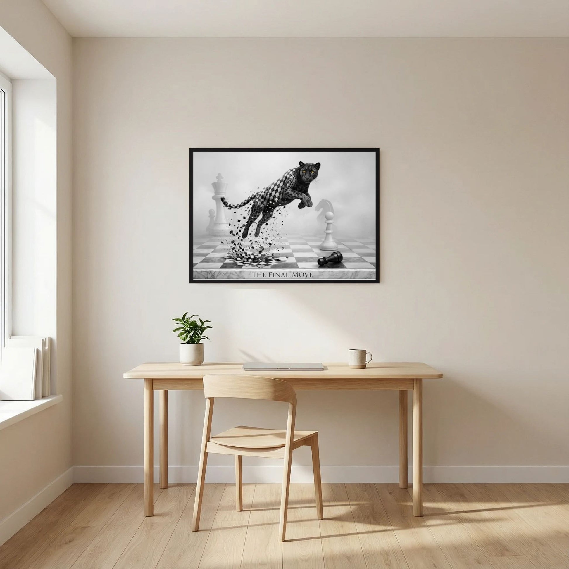 Chess Game – Black & White Cheetah Minimalist Poster