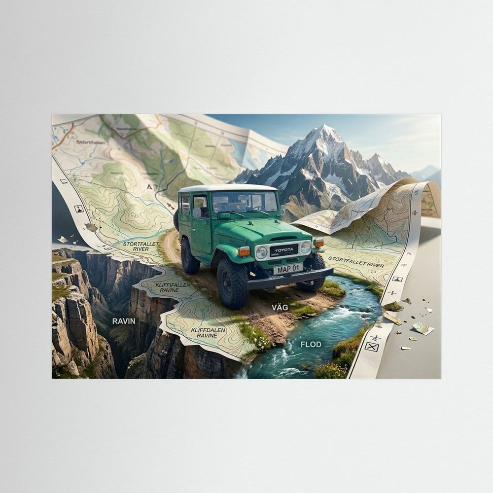 Off Road Car Retro Poster -  MAP 01 River