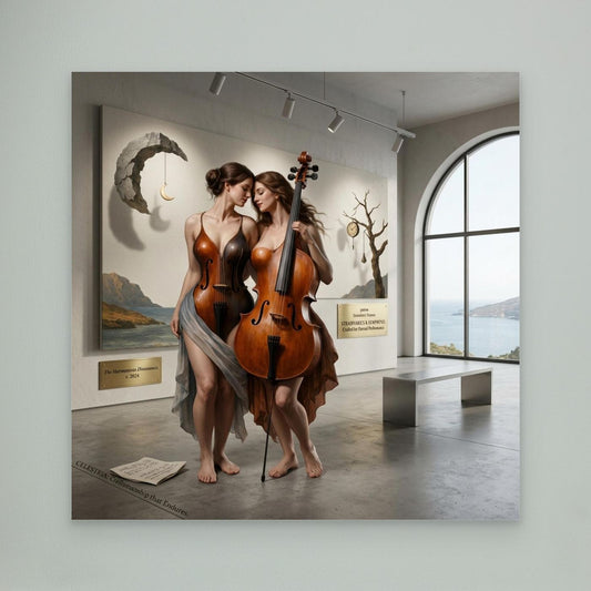 Chello Players Canvas Art - The Living Echoes of Friendship