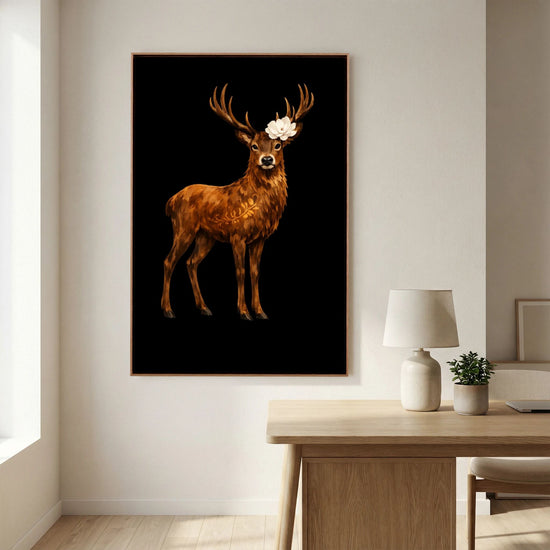 Regal Stag with Floral Crown Canvas