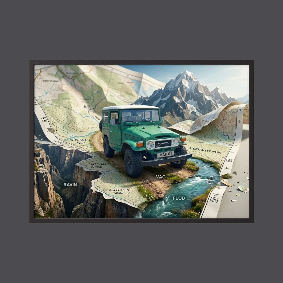 Off Road Car Retro Poster -  MAP 01 River