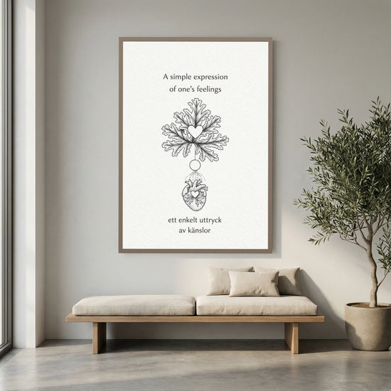 A Simple Expression of One’s Feelings – Heart and Leaf Illustration