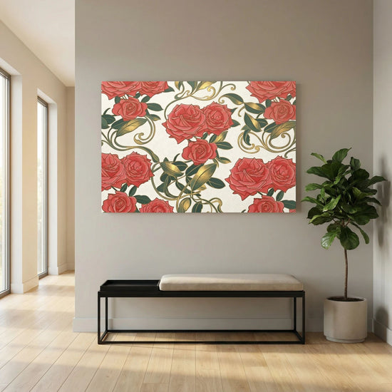 Summer Rose Canvas – Scandinavian Gilded Rose Wall Art