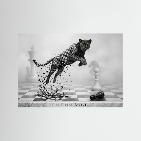 Chess Game – Black & White Cheetah Minimalist Poster