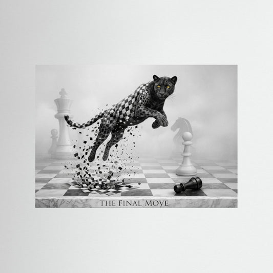 Chess Game – Black & White Cheetah Minimalist Poster