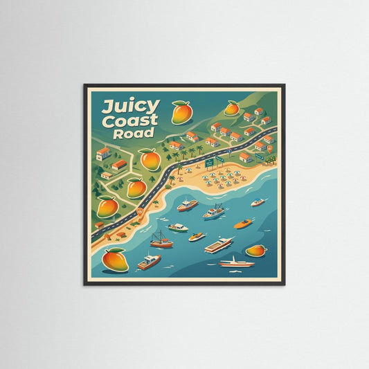 Coastal Retro Map Art – Coastroad Poster