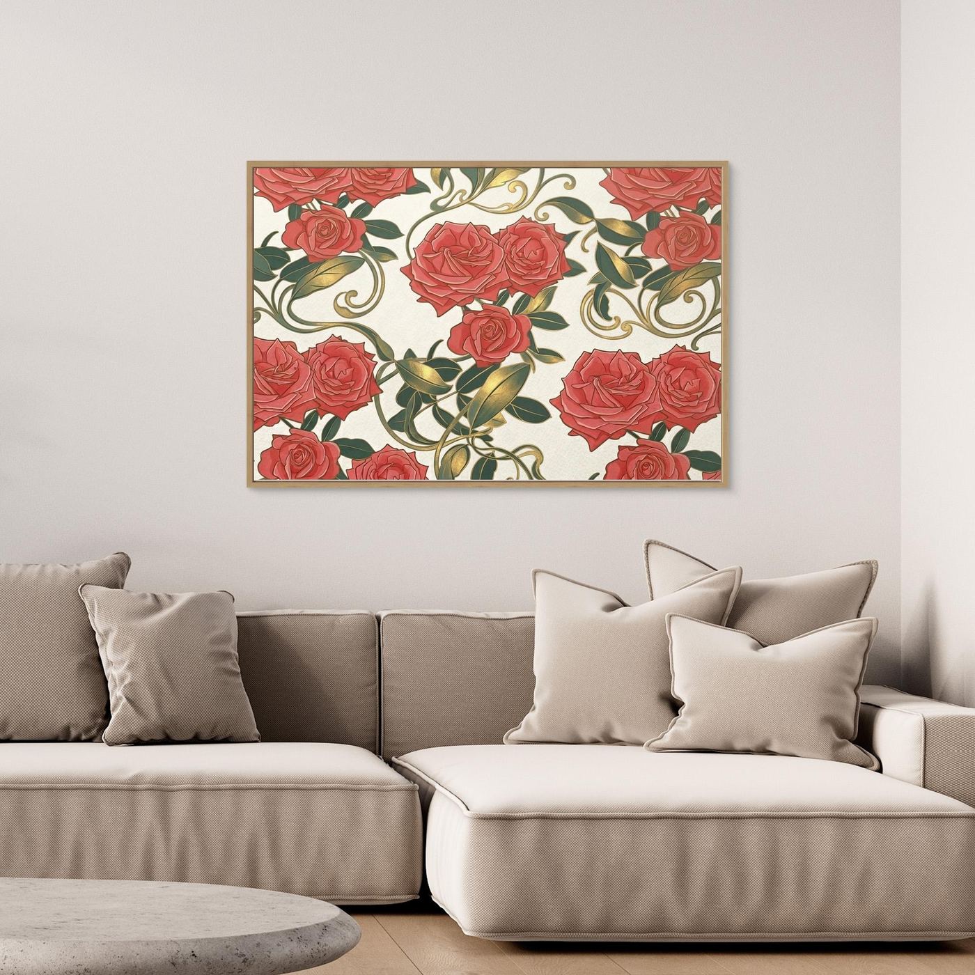 Golden Shadow Rose – Art Nouveau Canvas Print