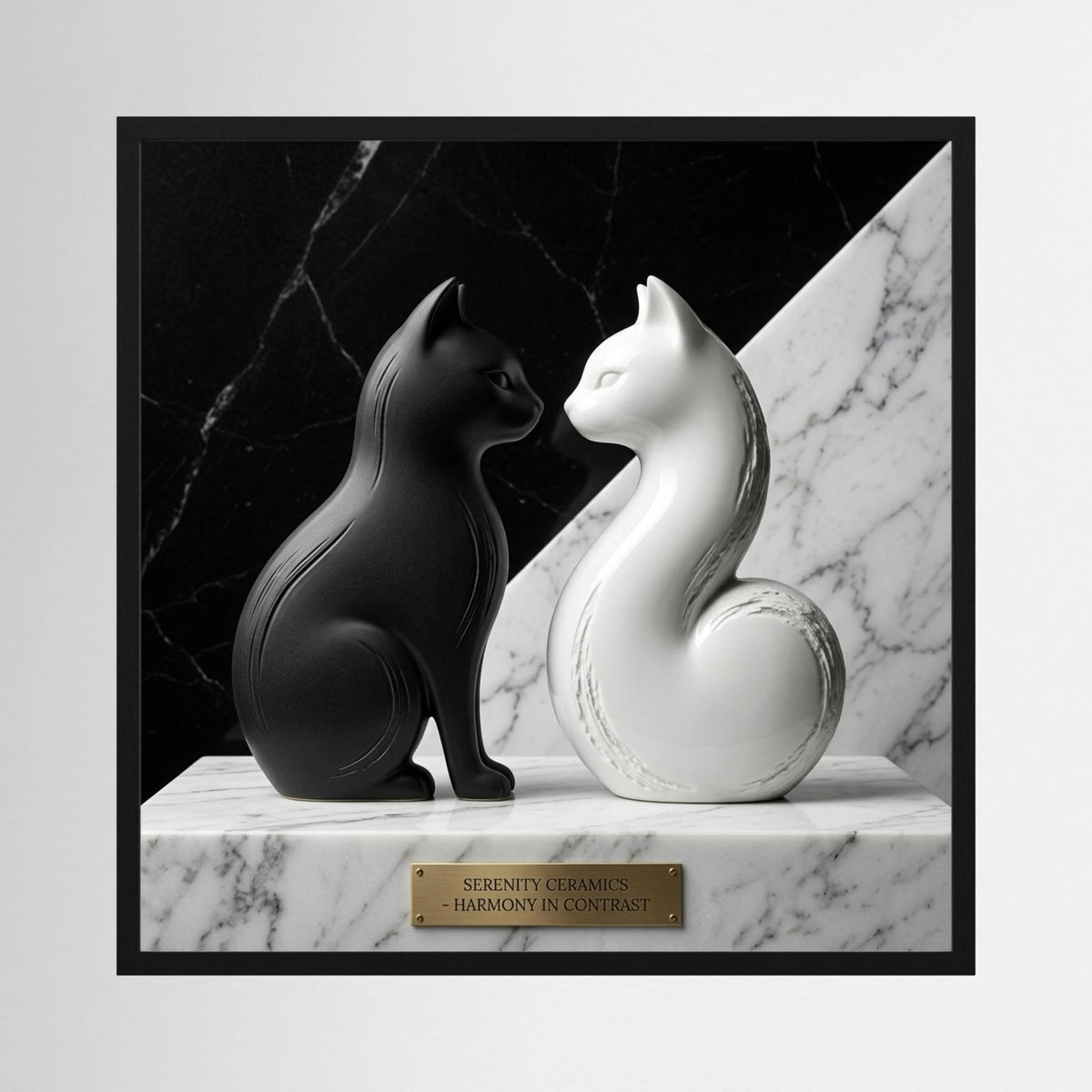 Duality – Black & White Ceramic Cats