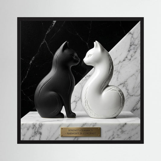 Duality – Black & White Ceramic Cats