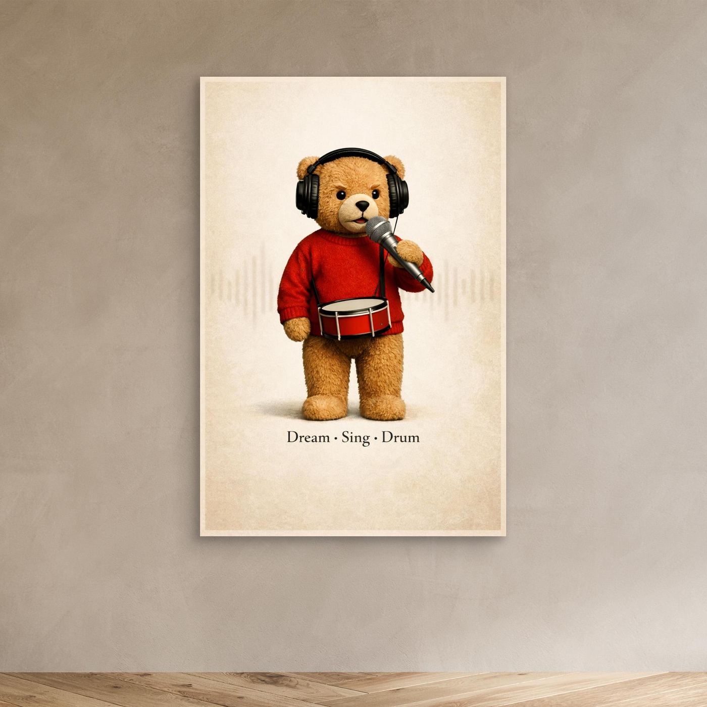 Teddy Music – Kids Canvas Print | Playroom Decor