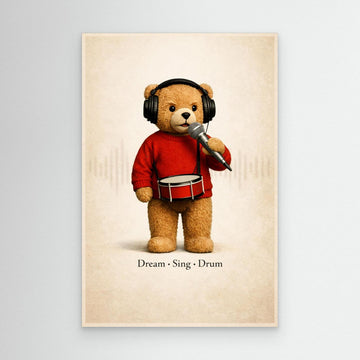 Teddy Music – Kids Canvas Print | Playroom Decor