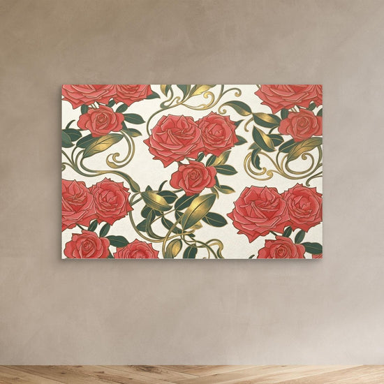 Golden Shadow Rose – Art Nouveau Canvas Print