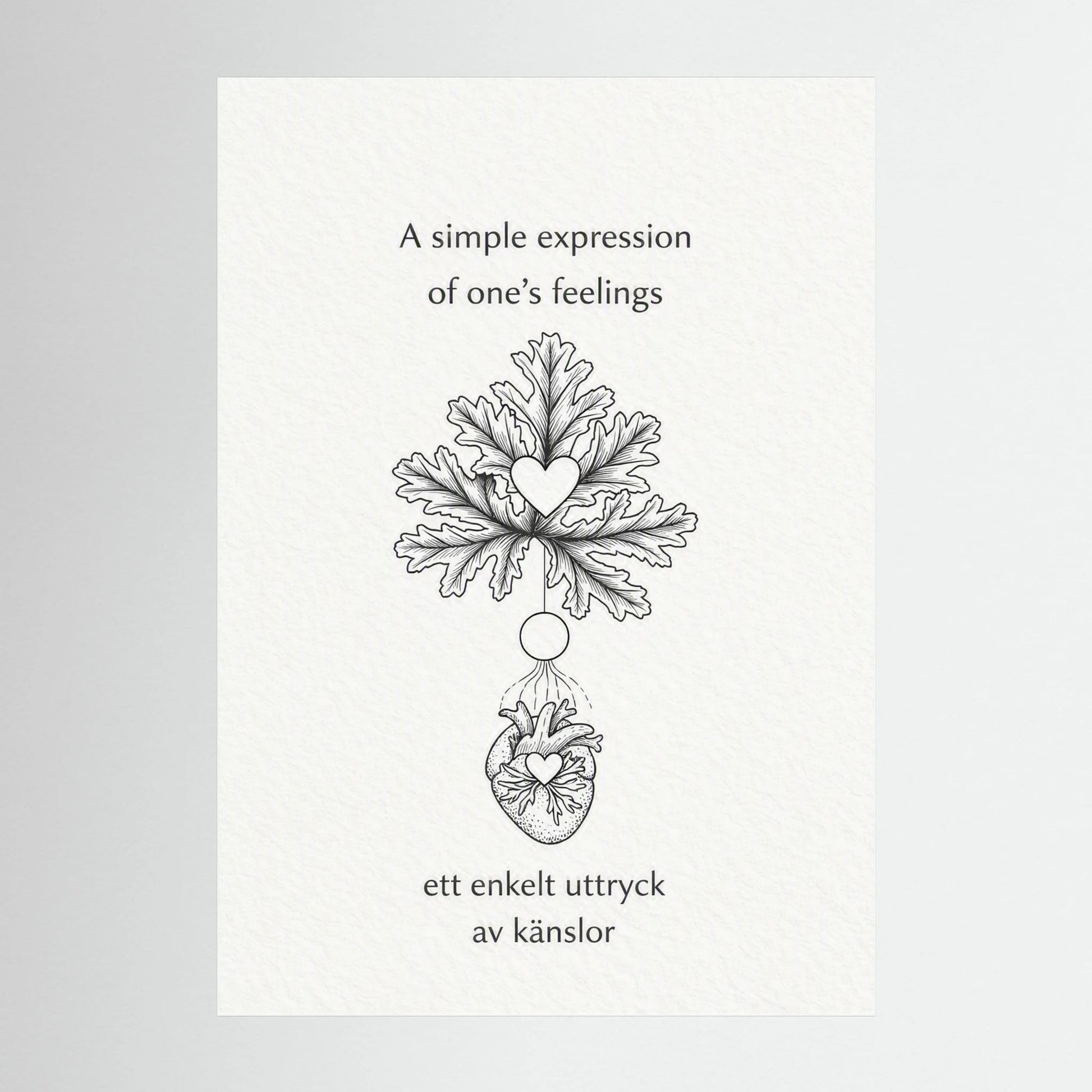 A Simple Expression of One’s Feelings – Heart and Leaf Illustration