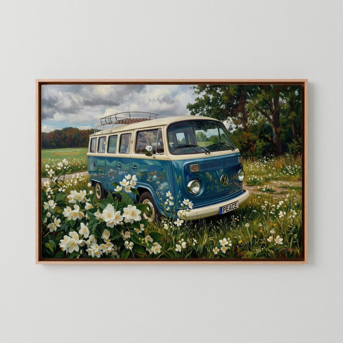 Flowering Jasmine Peace Poster – VW Hippie Canvas Art Decor
