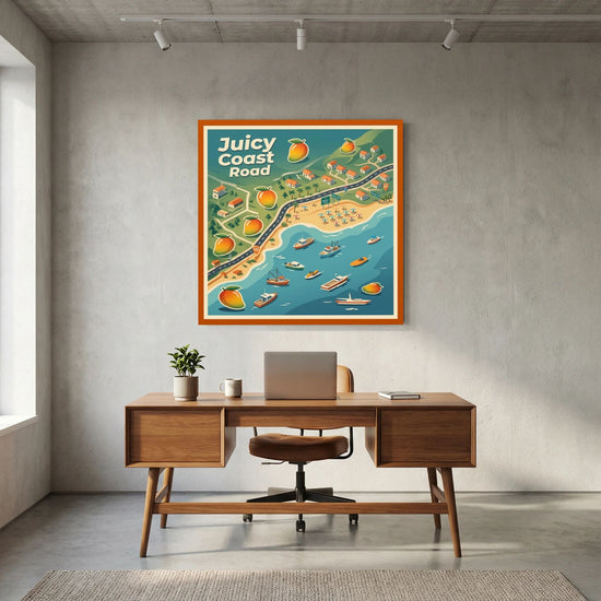 Coastal Retro Map Art – Coastroad Poster