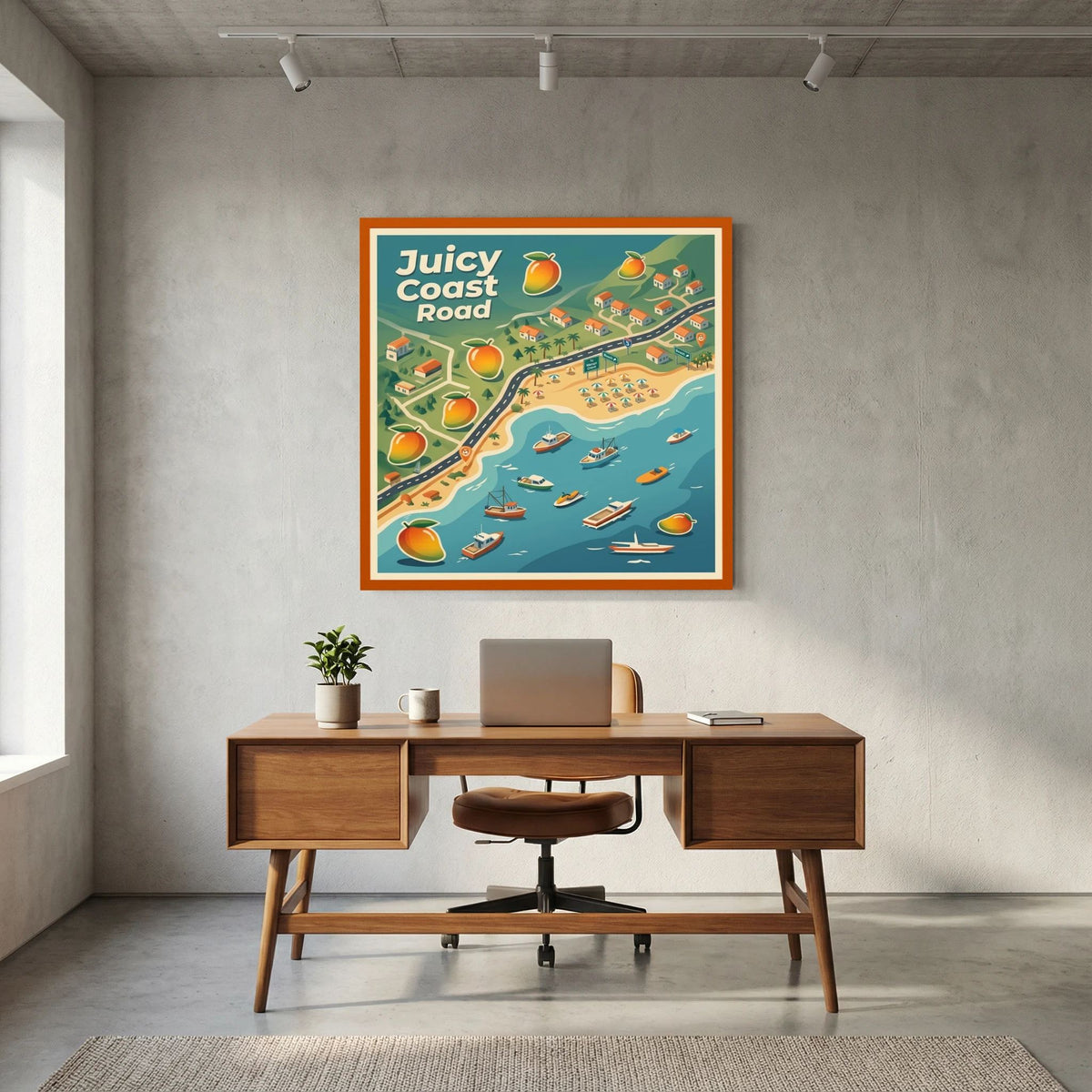 Coastal Retro Map Art – Coastroad Poster
